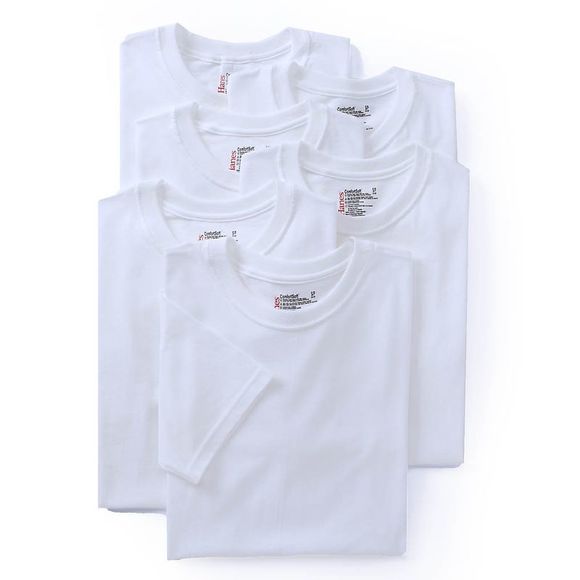 Hanes | Shirts | Hanes Premium Cotton White Crew Neck Tshirts 6 Pack ...